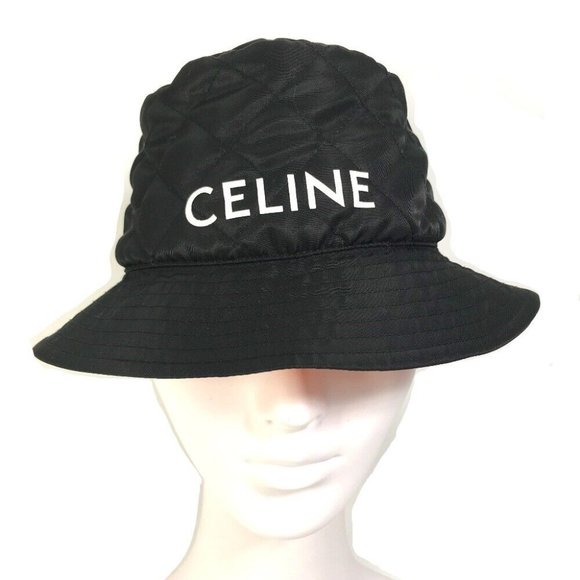 CELINE logo Quilted hat Black Nylon